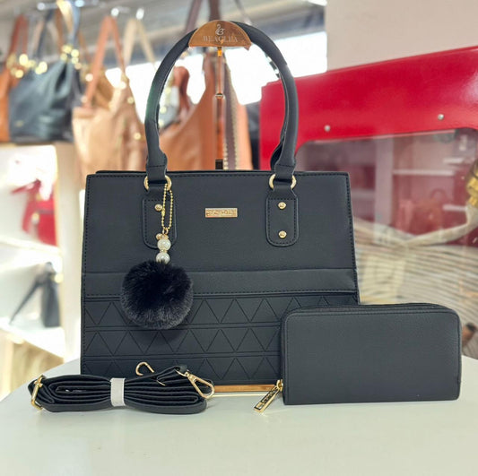 Set Cartera y Monedero en Negro – Diseño Clásico